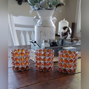 Amber Jumbo Glass Candle Holders